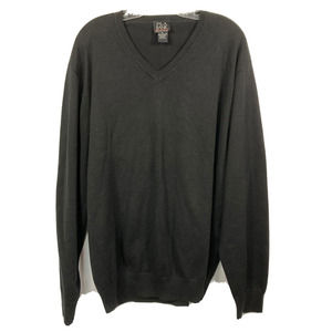 Jos. A. Bank Sweater Mens Sz XL Black Knit Cotton V-Neck Long Sleeve‎
